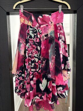 H&M High Waist Ruffle Pleat Tier handkerchief Skirt